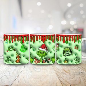 15oz Grinch Christmas 3D Coffee Mug Ceramic Cup